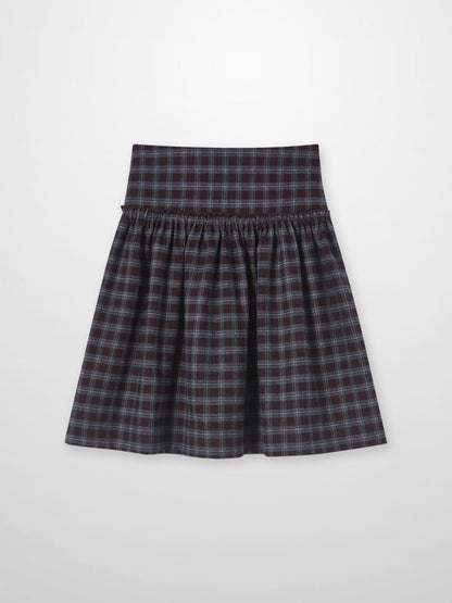 Drop Waist Plaid Skirt in burgundy for girls by Adee, dressy plaid design.