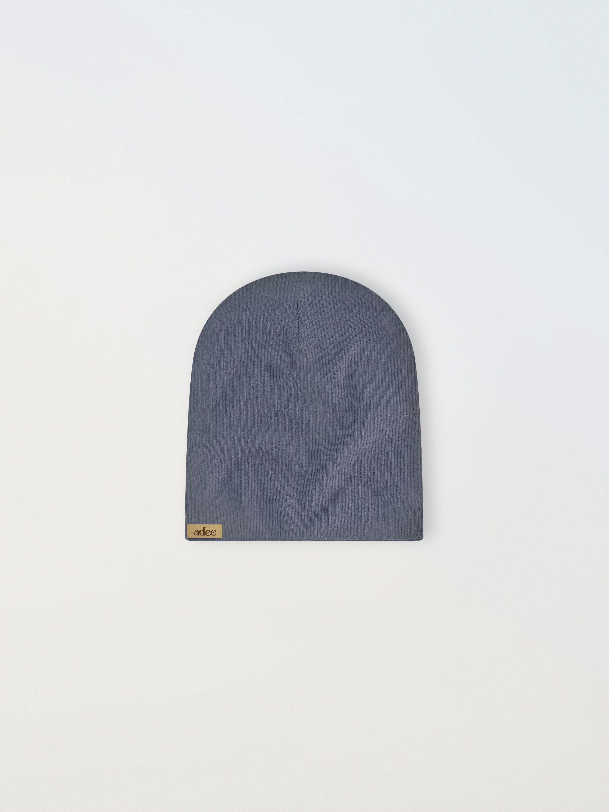 Thin Ribbed Beanie - Blue/Grey