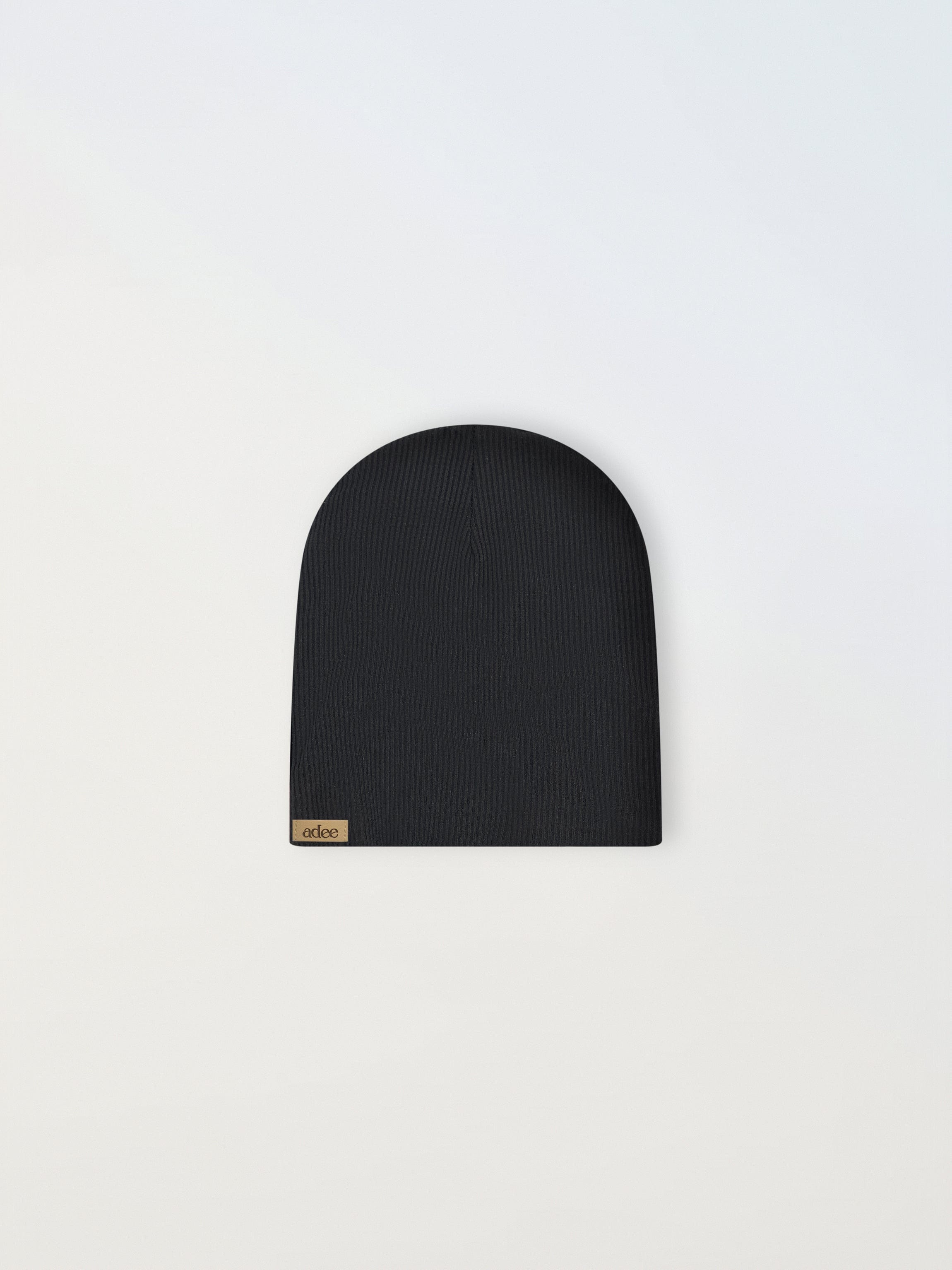 Thin Ribbed Beanie - Black