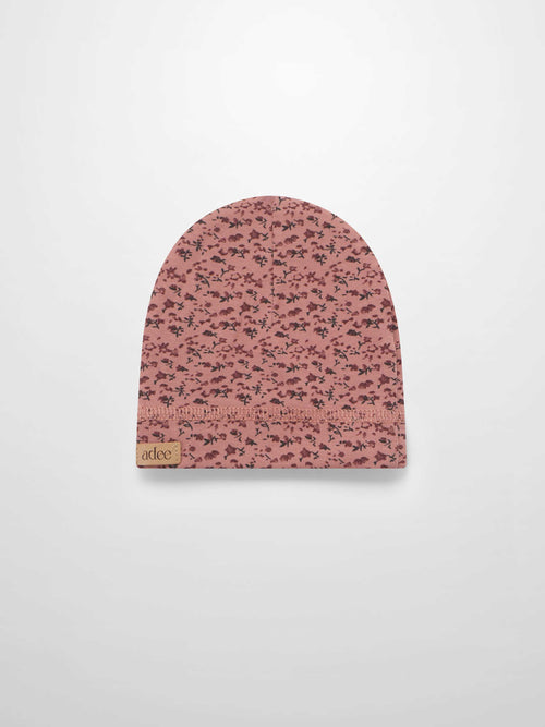 baby beanie hat with ruby roses print soft for girls