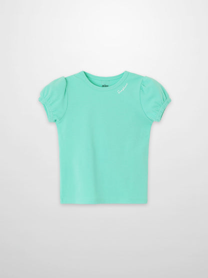 Short puff sleeve mint green T-shirt for girls by Adee