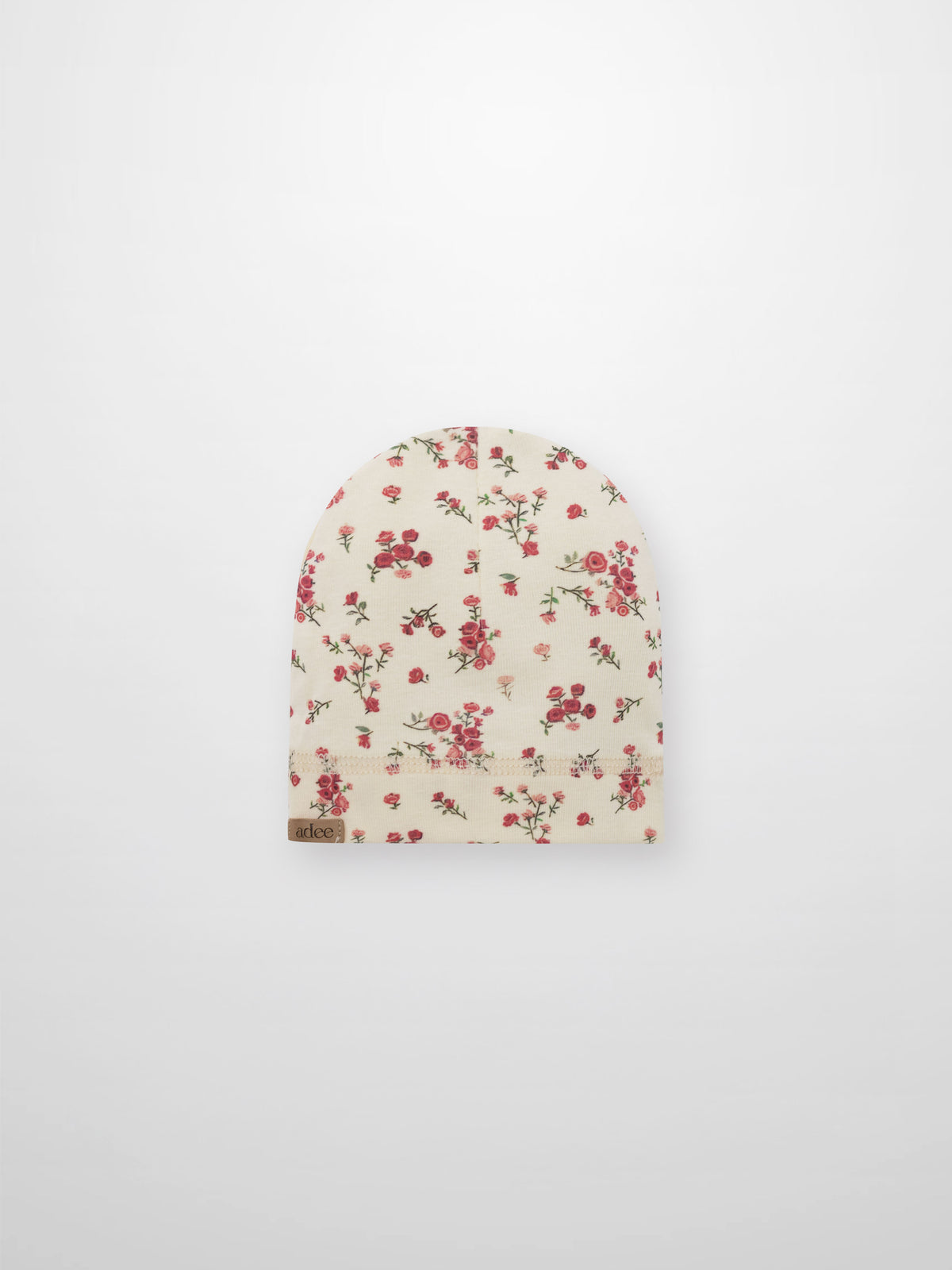 pink and red roses on a beanie hat for girls