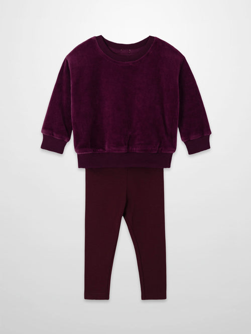 Velour Logo Set burgundy; unisex velour sweatshirt and matching leggings