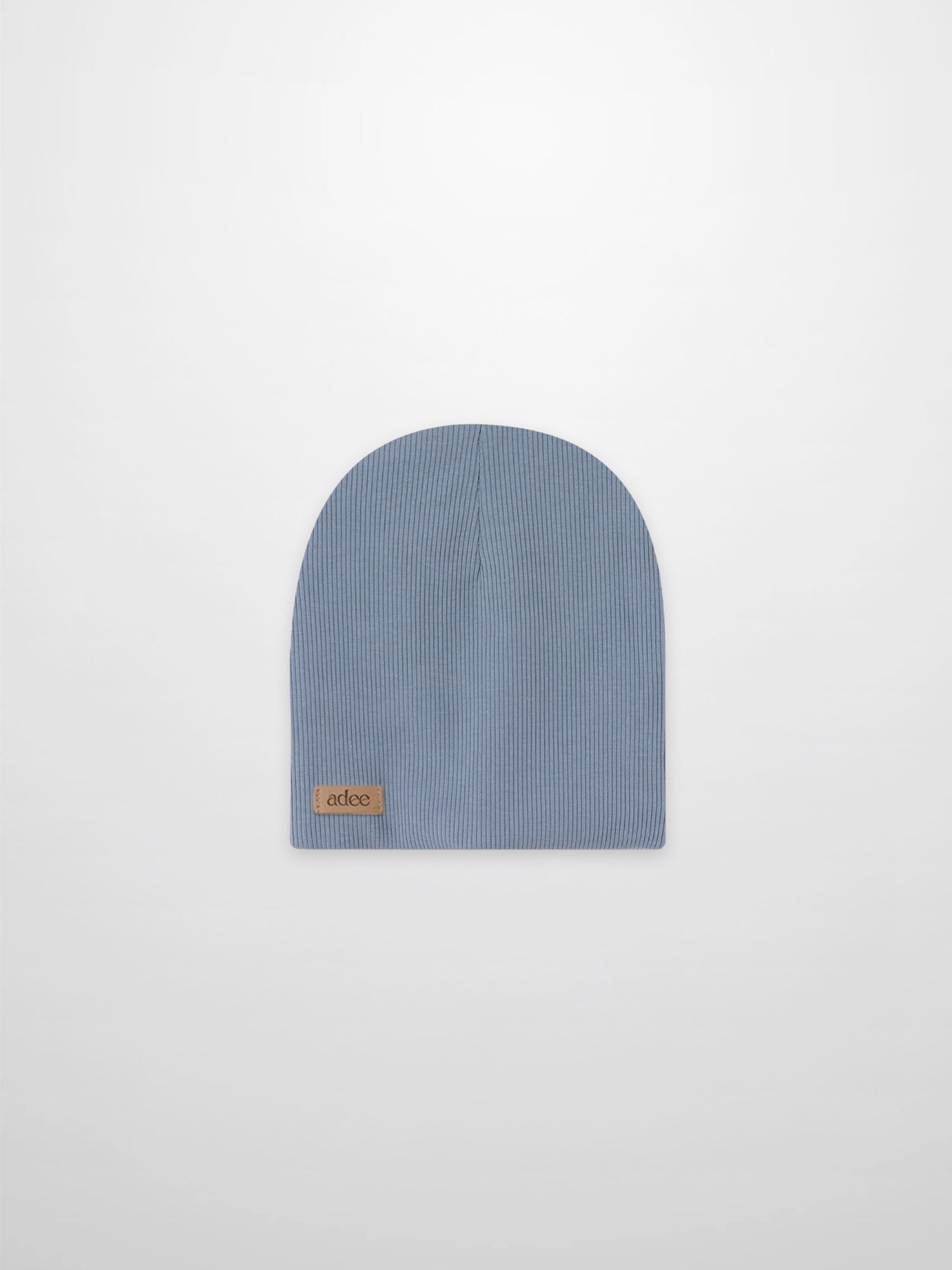 Thin ribbed beanie for boys in light blue with Adee logo patch