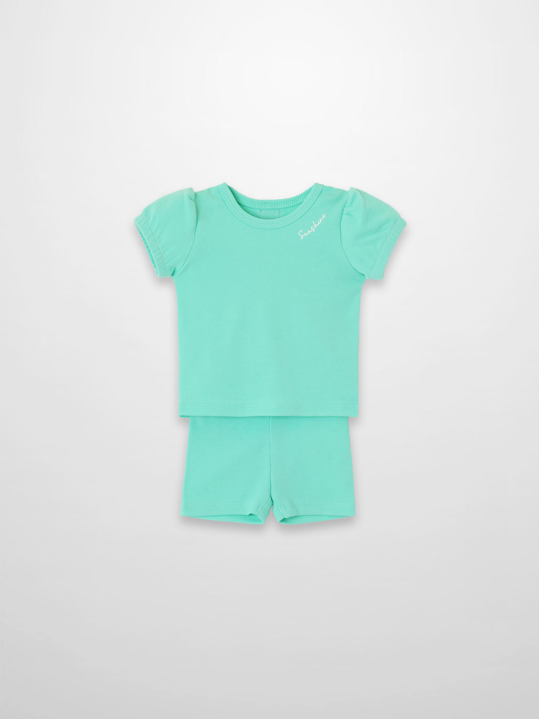 Short Puff Sleeve T-shirt &amp; Shorts Set - Mint Green