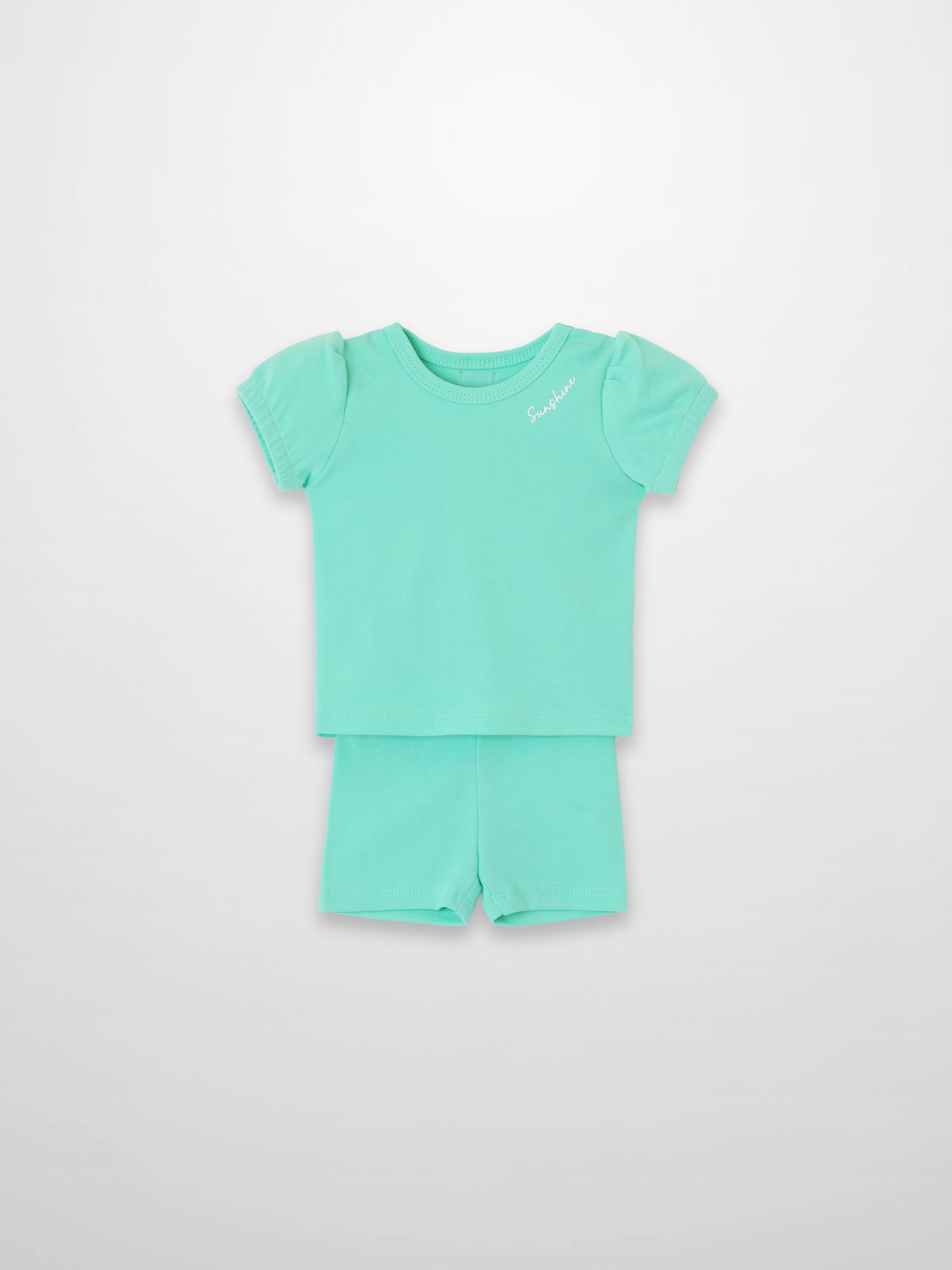 Short Puff Sleeve T-shirt &amp; Shorts Set - Mint Green
