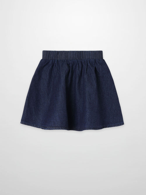 Circle Skirt - Dark Denim; thin denim with elastic waistband for girls.