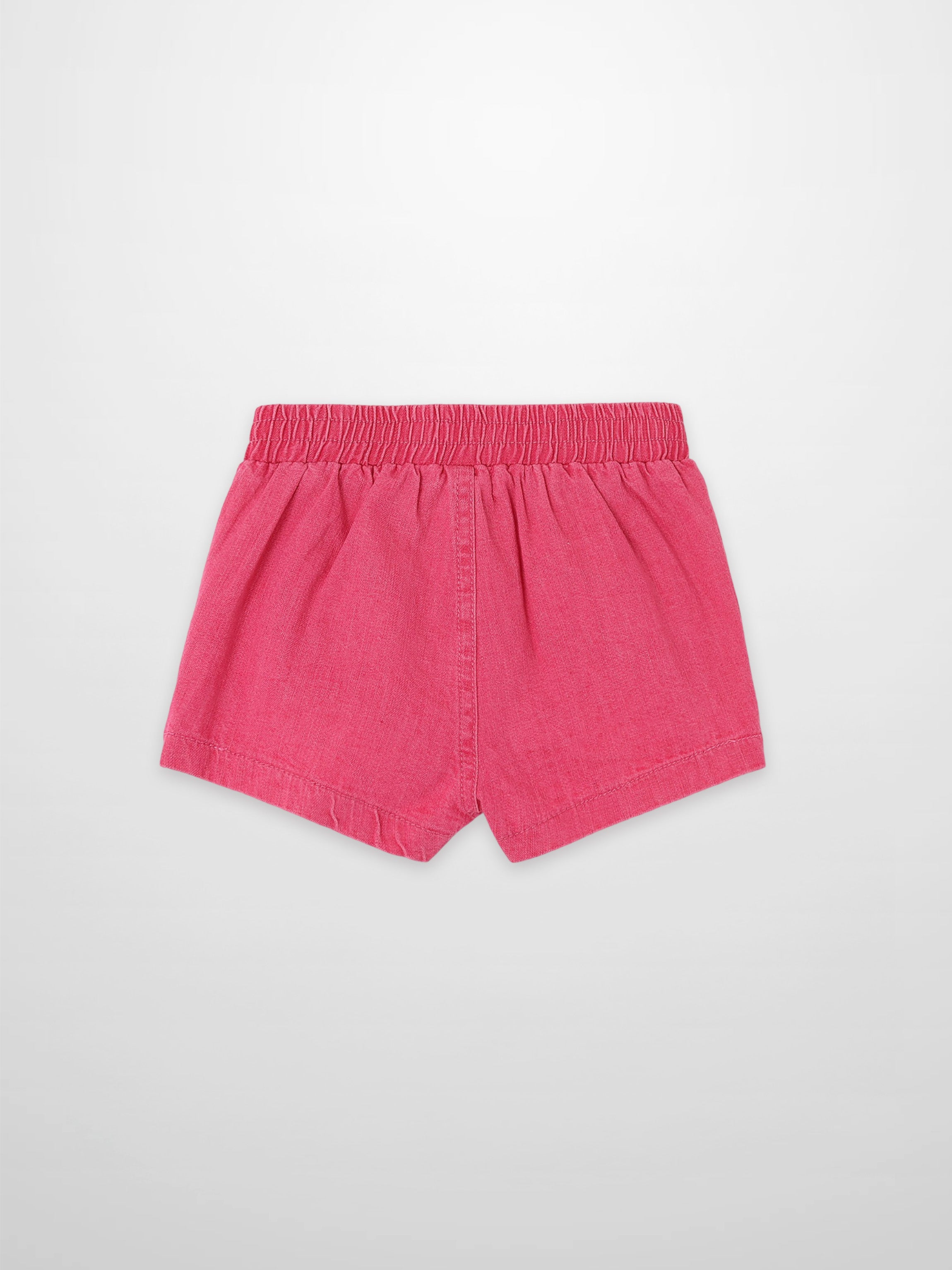Paneled Pink Denim Shorts for Girls by Adee, elastic waistband