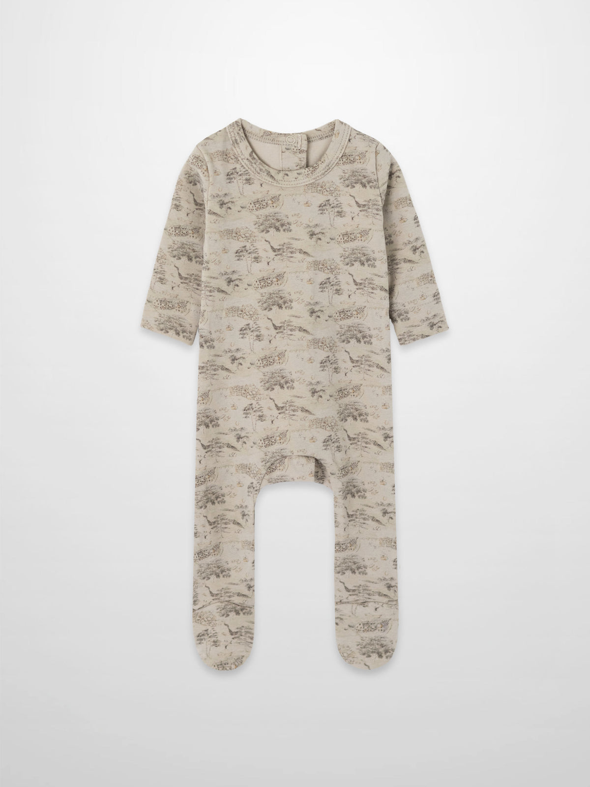 Baby boy jumpsuit with feet soft round neck with snaps 