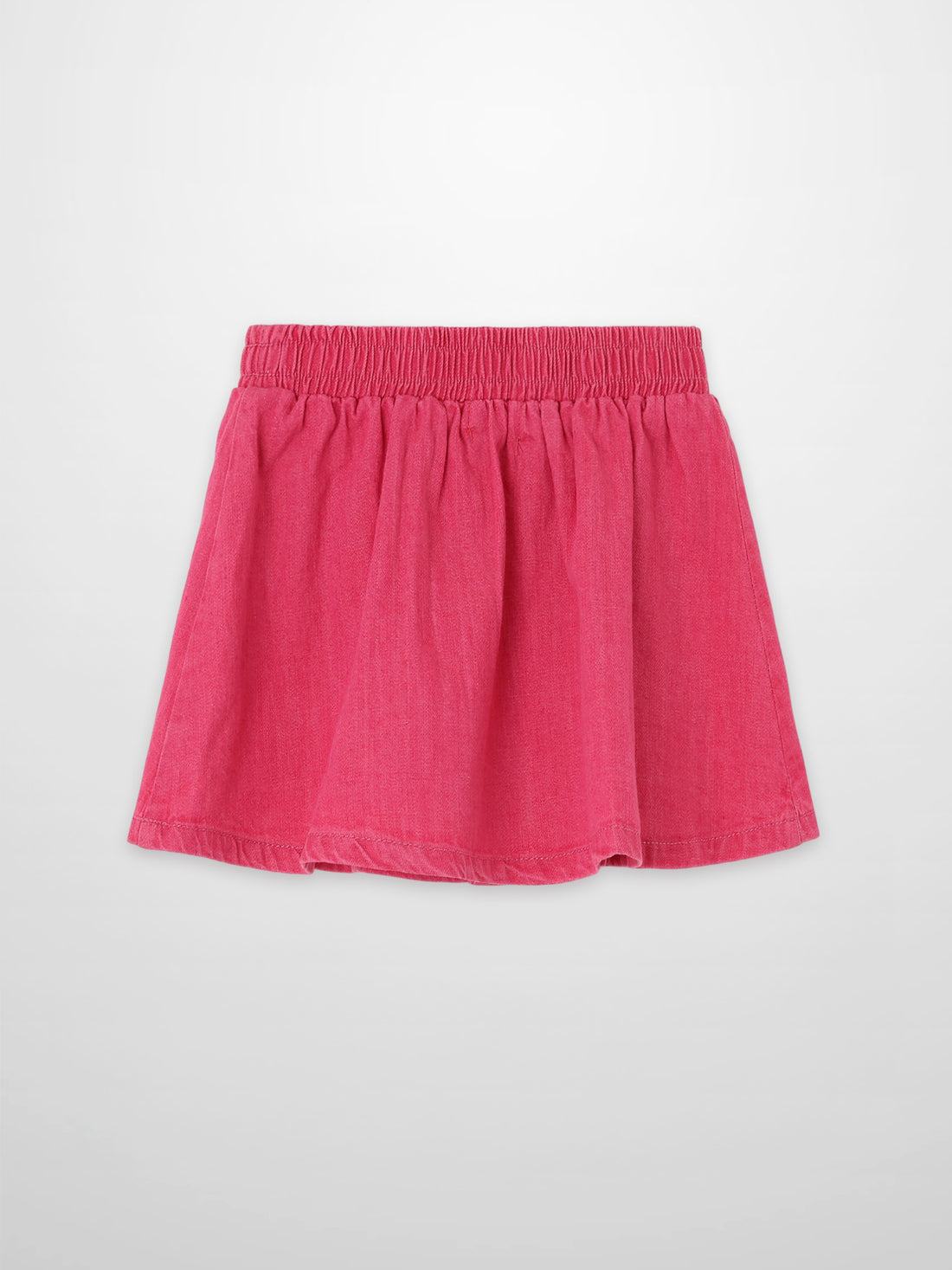 Paneled pink denim girls skirt by Adee with elastic waistband