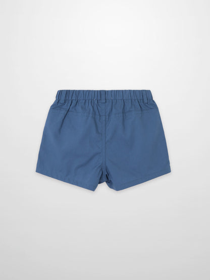 Blue cotton shorts for boys by Adee with elastic waistband