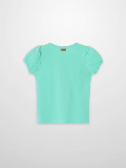 Short Puff Sleeve T-shirt by Adee in mint green for girls