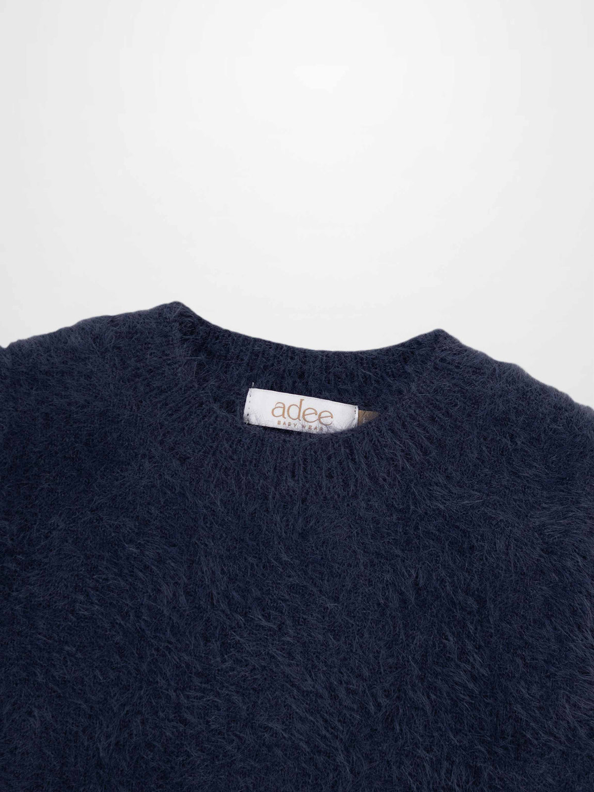Mohair sweater for girls in blue by Adee; dressy top with soft, luxurious knit.
