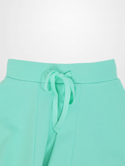 6 Panel Skirt in mint green with a drawstring waist