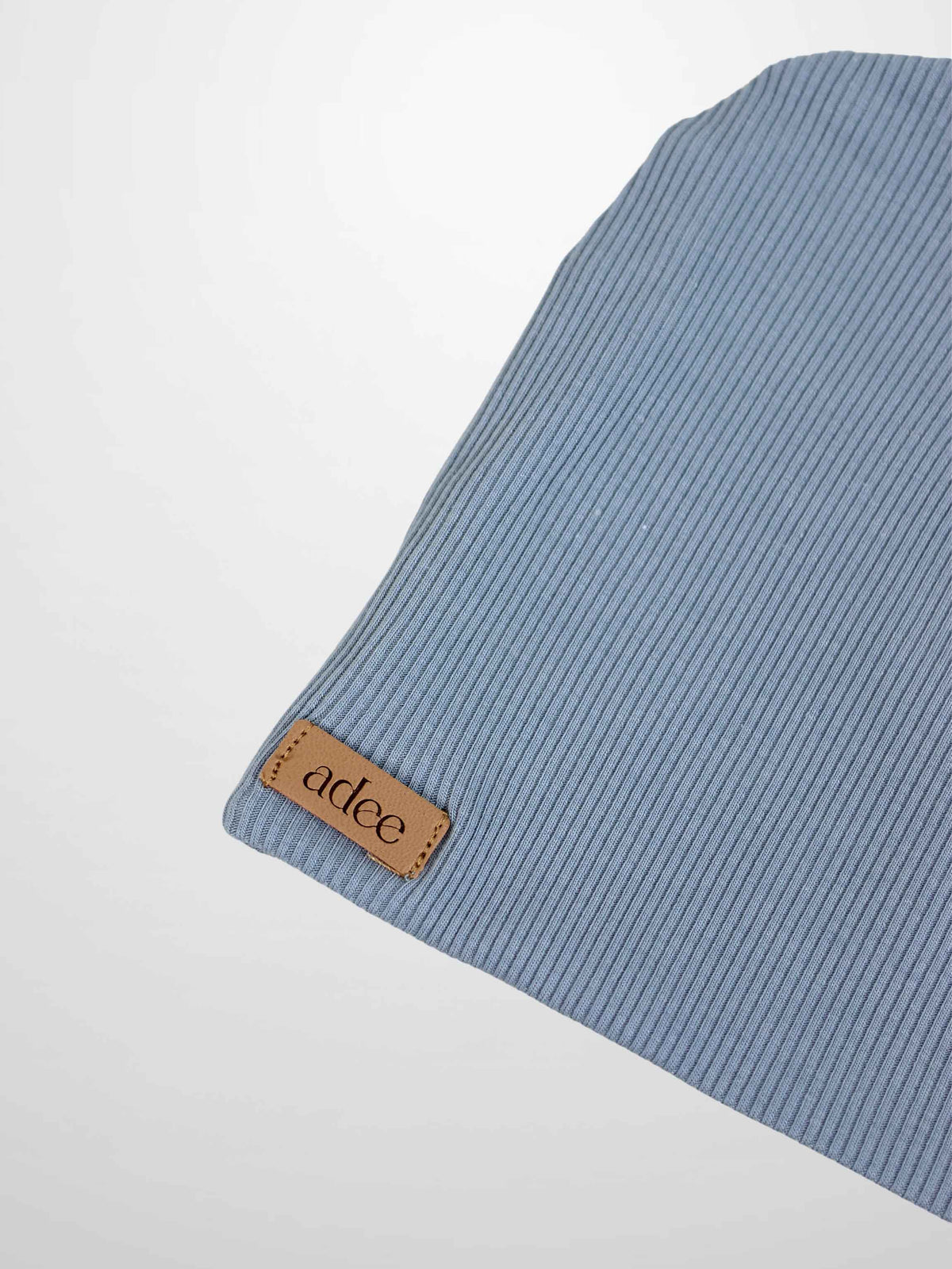 Thin Ribbed Beanie for boys in light blue knit by Adee