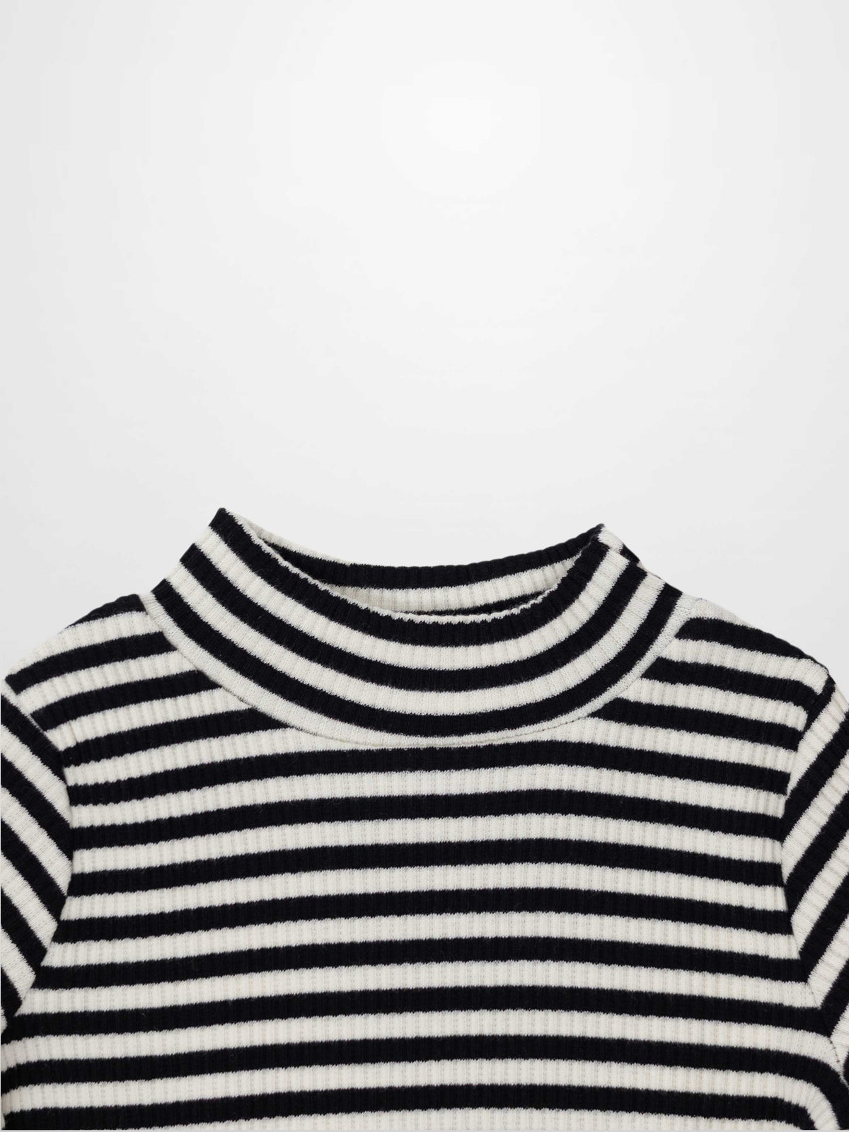 Girls striped mock-neck T-shirt in black and white by Adee