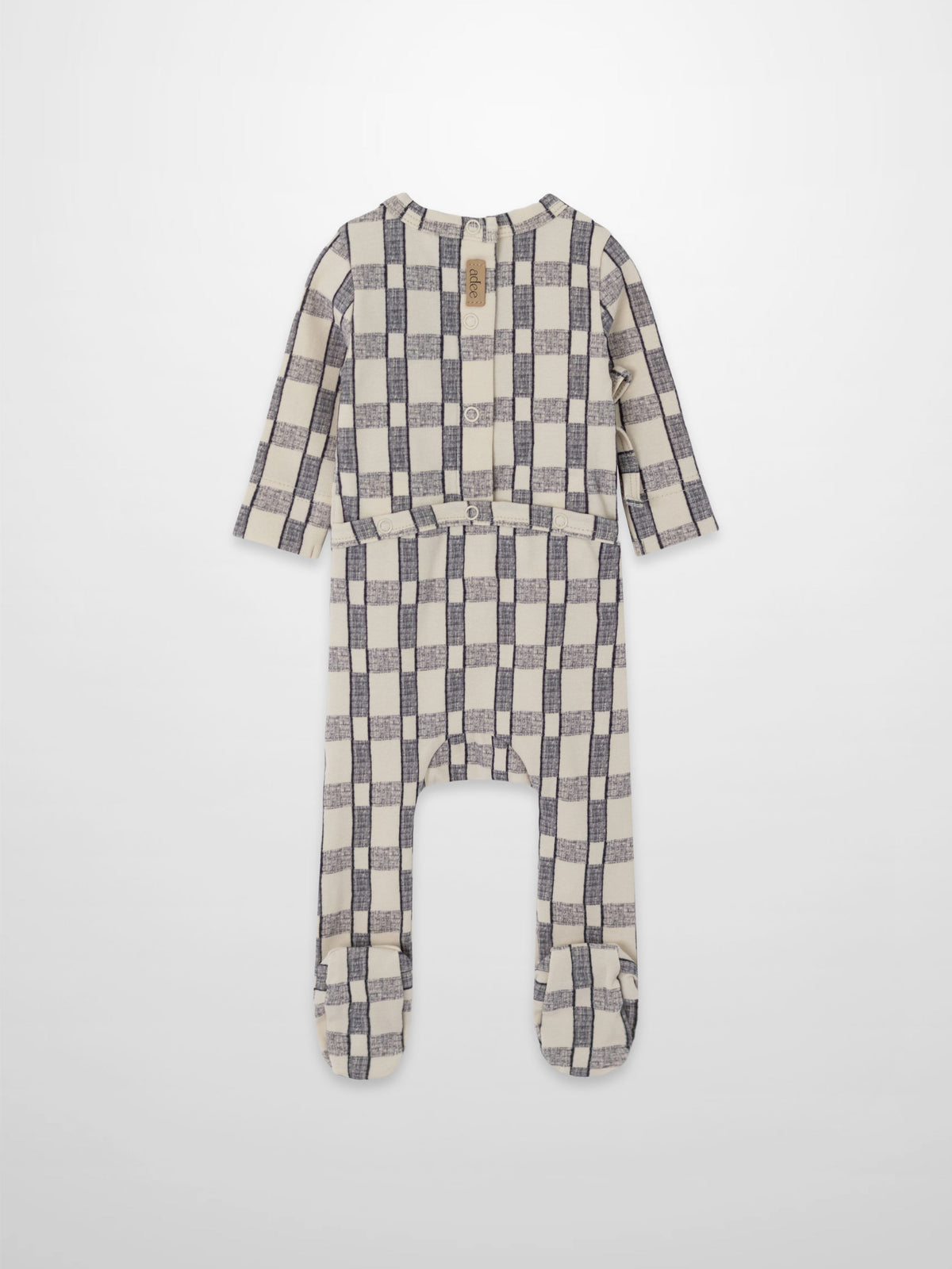 Adee blue windowpane jumpsuit footie warm and stylish with snaps on the back for easy changing 