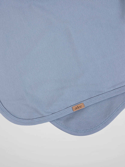 Thin ribbed blue blanket by Adee; boys swaddle blanket with edge tag