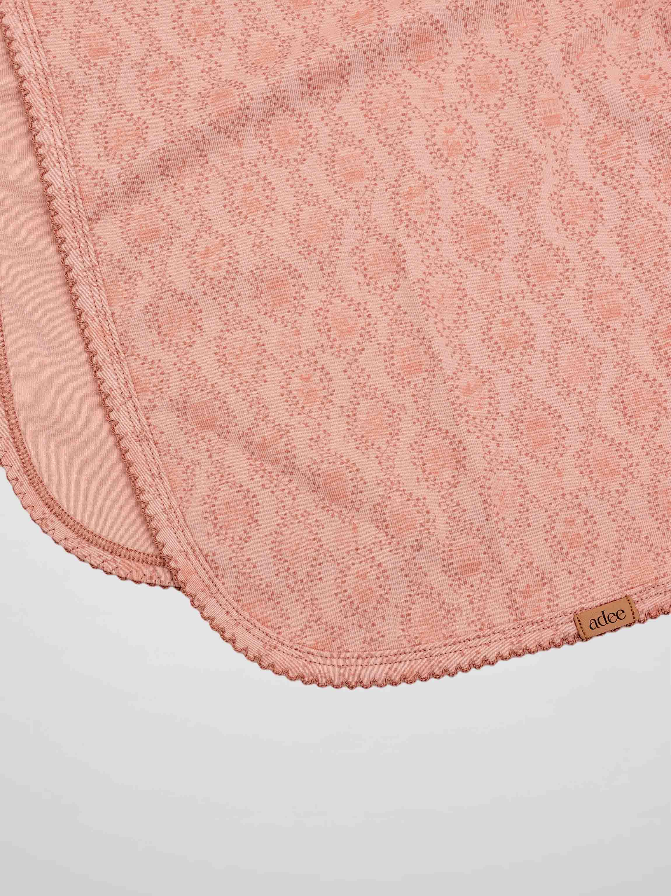 Pink Charm Blanket by Adee, light-pink baby receiving blanket with scalloped edge