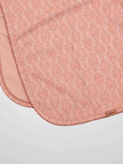 Pink Charm Blanket by Adee, light-pink baby receiving blanket with scalloped edge