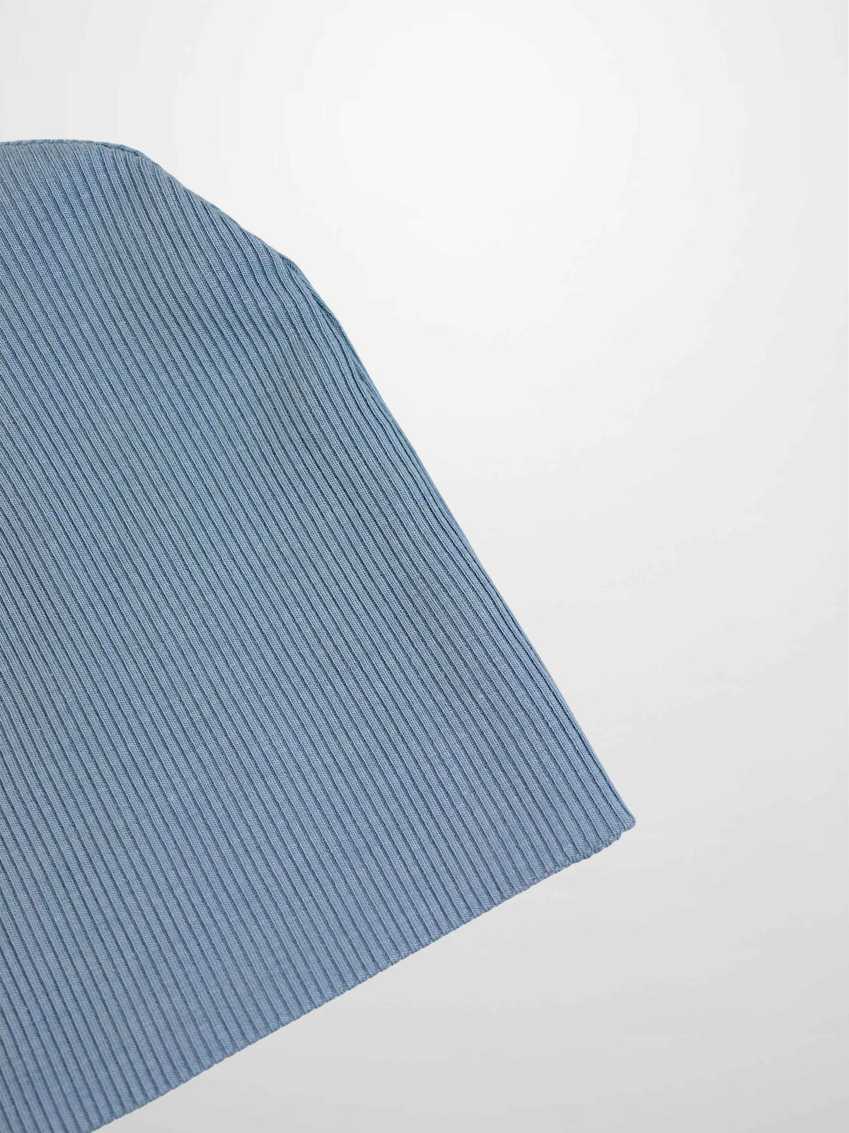 Thin Ribbed Beanie for boys by Adee in light blue ribbed knit fabric