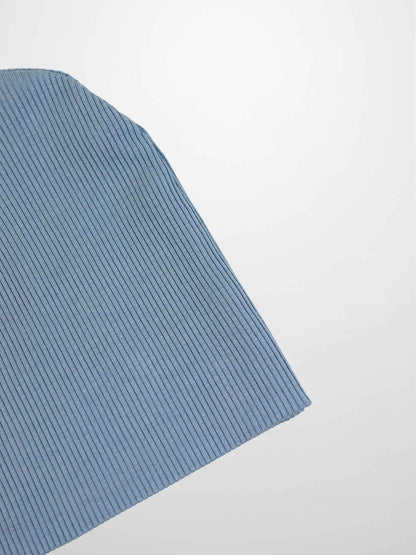 Thin Ribbed Beanie for boys by Adee in light blue ribbed knit fabric