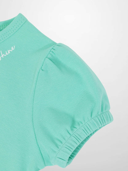 Short Puff Sleeve T-shirt &amp; Shorts Set in mint green by Adee for little girls