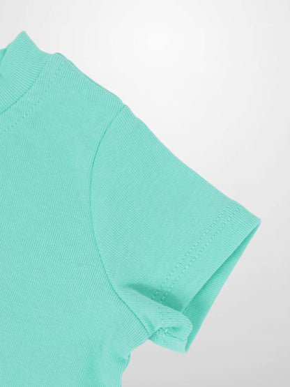 Short Sleeve Boxy T-shirt &amp; Shorts Set - Mint Green by Adee, for little boys.