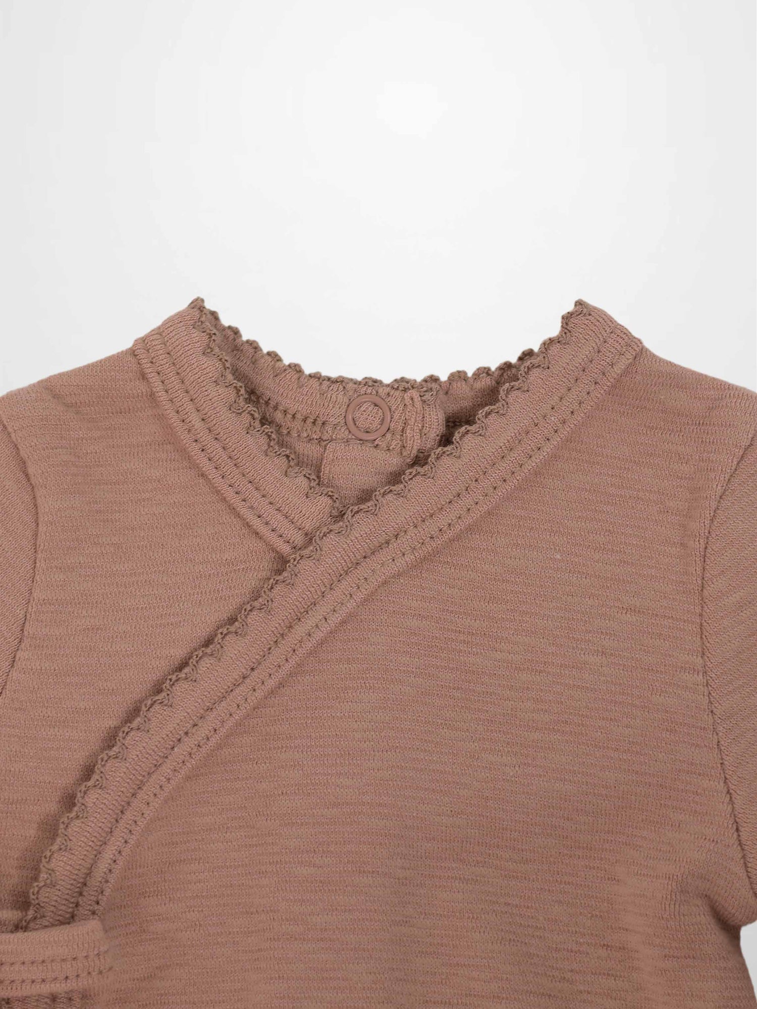 Adee Girls Stretchies top in dusty pink with scalloped neckline trim
