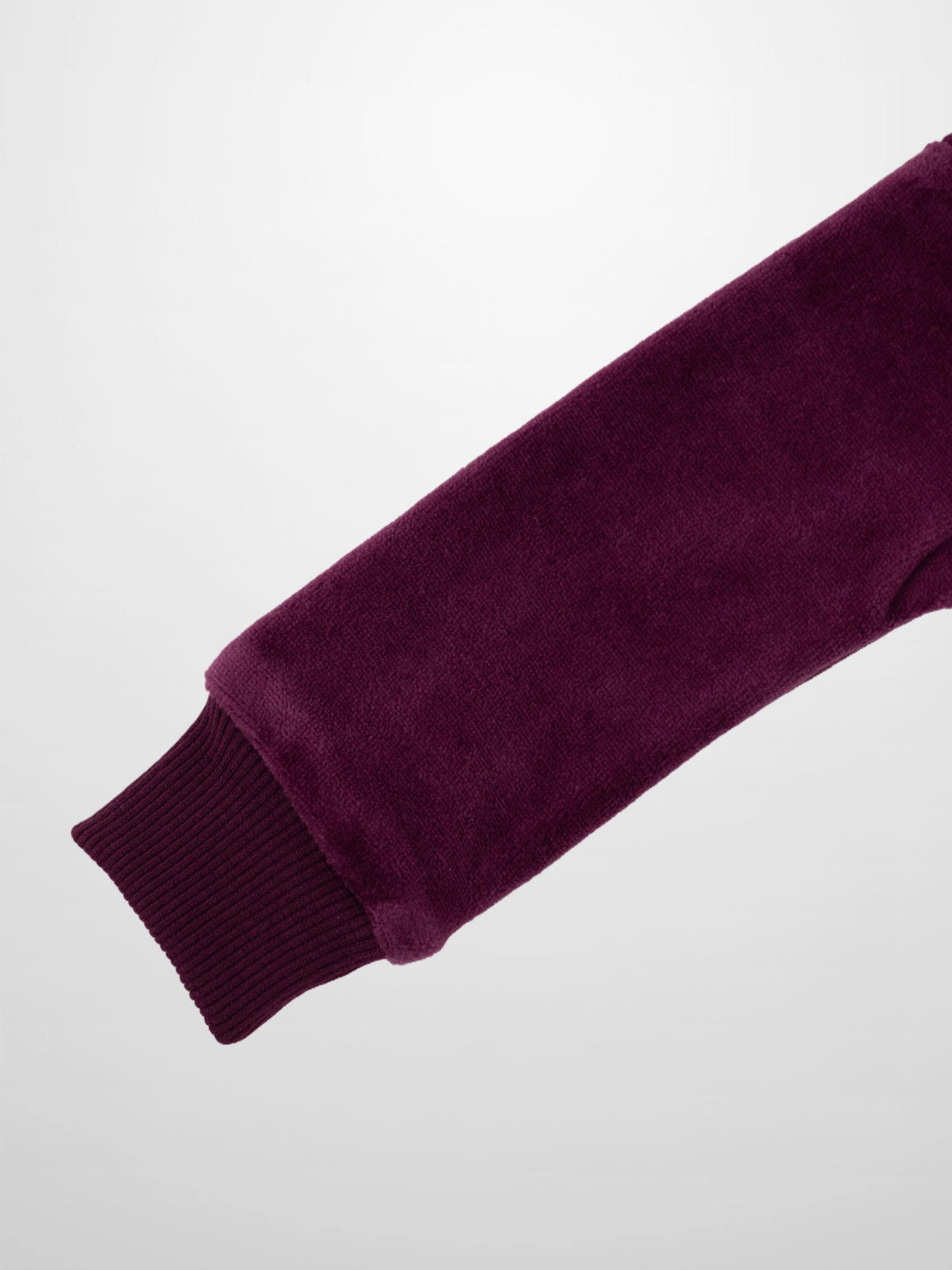 Velour Logo Set Burgundy unisex sleeve with ribbed cuff by Adee