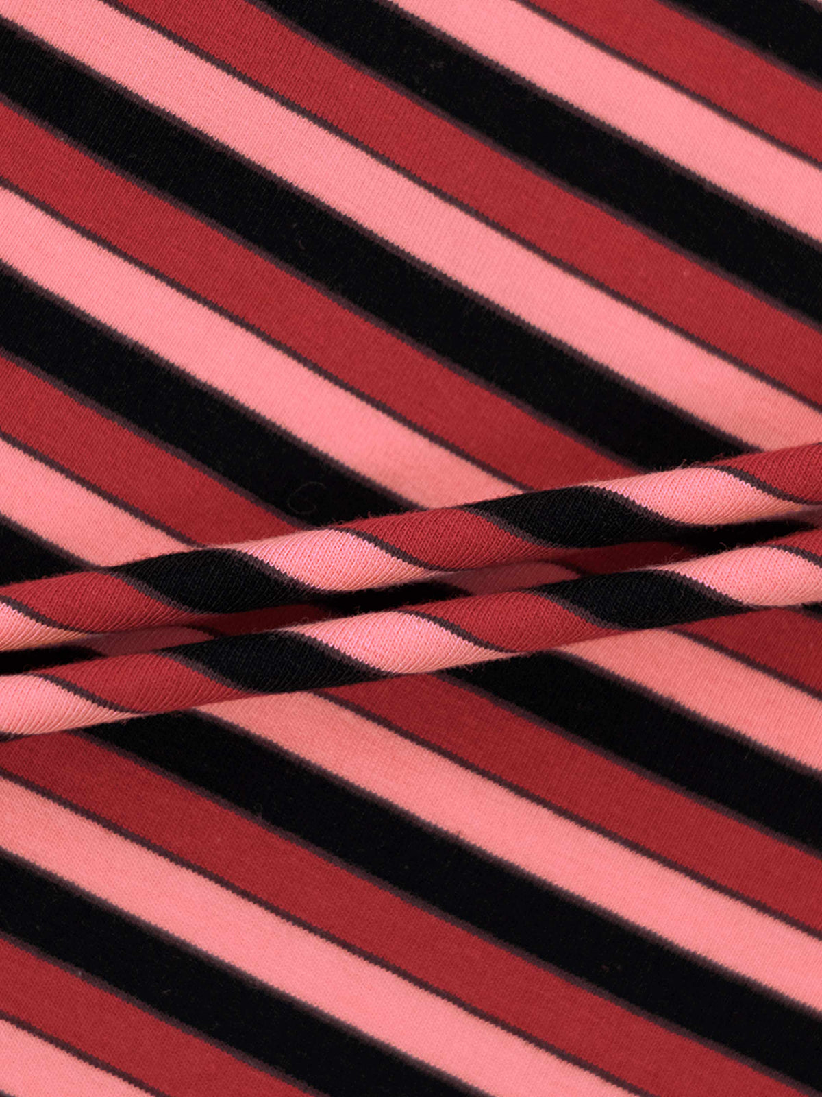 Red Striped T-Shirt for girls, pink and black striped knit fabric.
