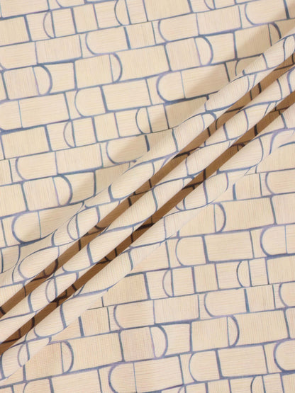 Geometric Crossover Stretchy fabric: beige base with light-blue rounded-rectangle and arches pattern.