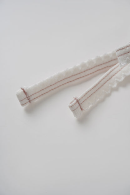 Mini Gallery Bonnet - Pink by Adee; white ribbons with pink stitching