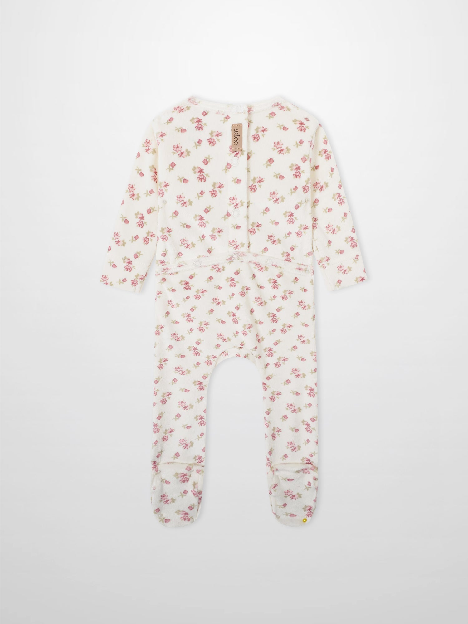 Tiny Blossom Stretchy romper by Adee in cream with pink floral print.