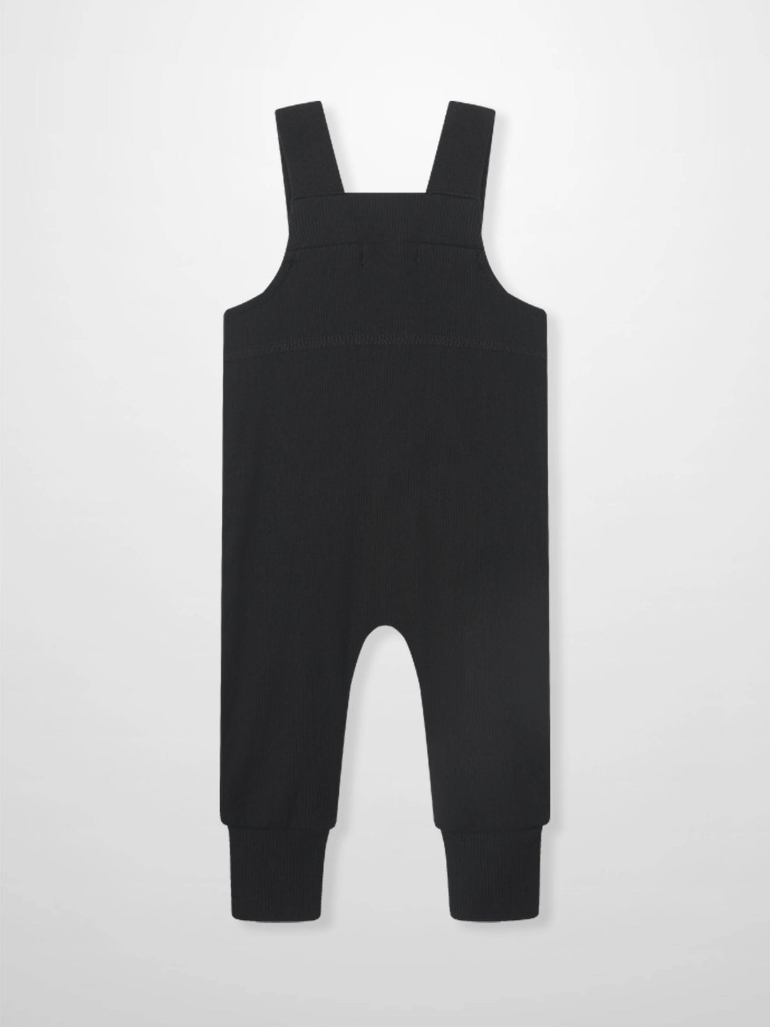 Ribbed black unisex overalls, basic apparel for everyday wear