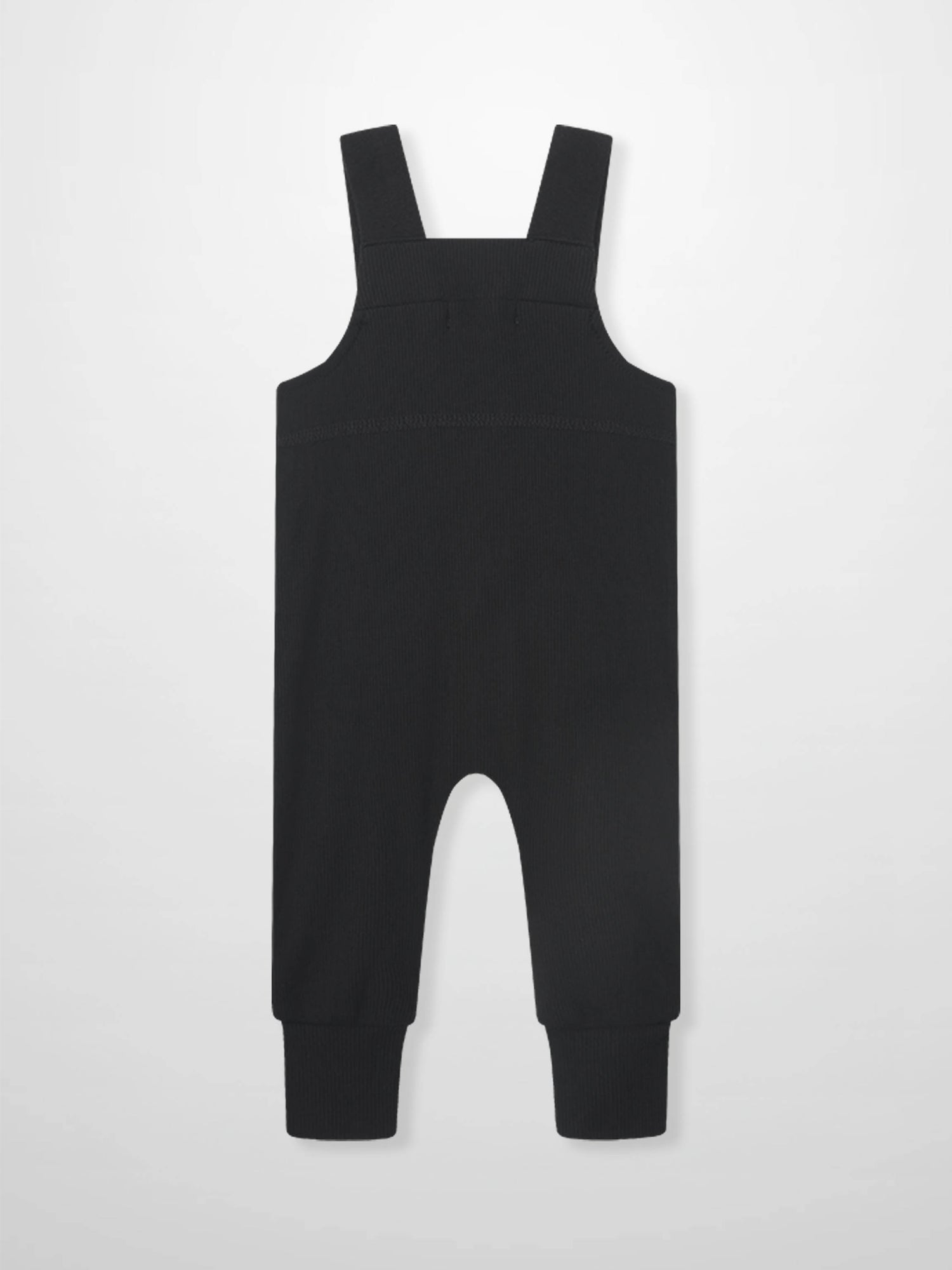 Ribbed black unisex overalls, basic apparel for everyday wear