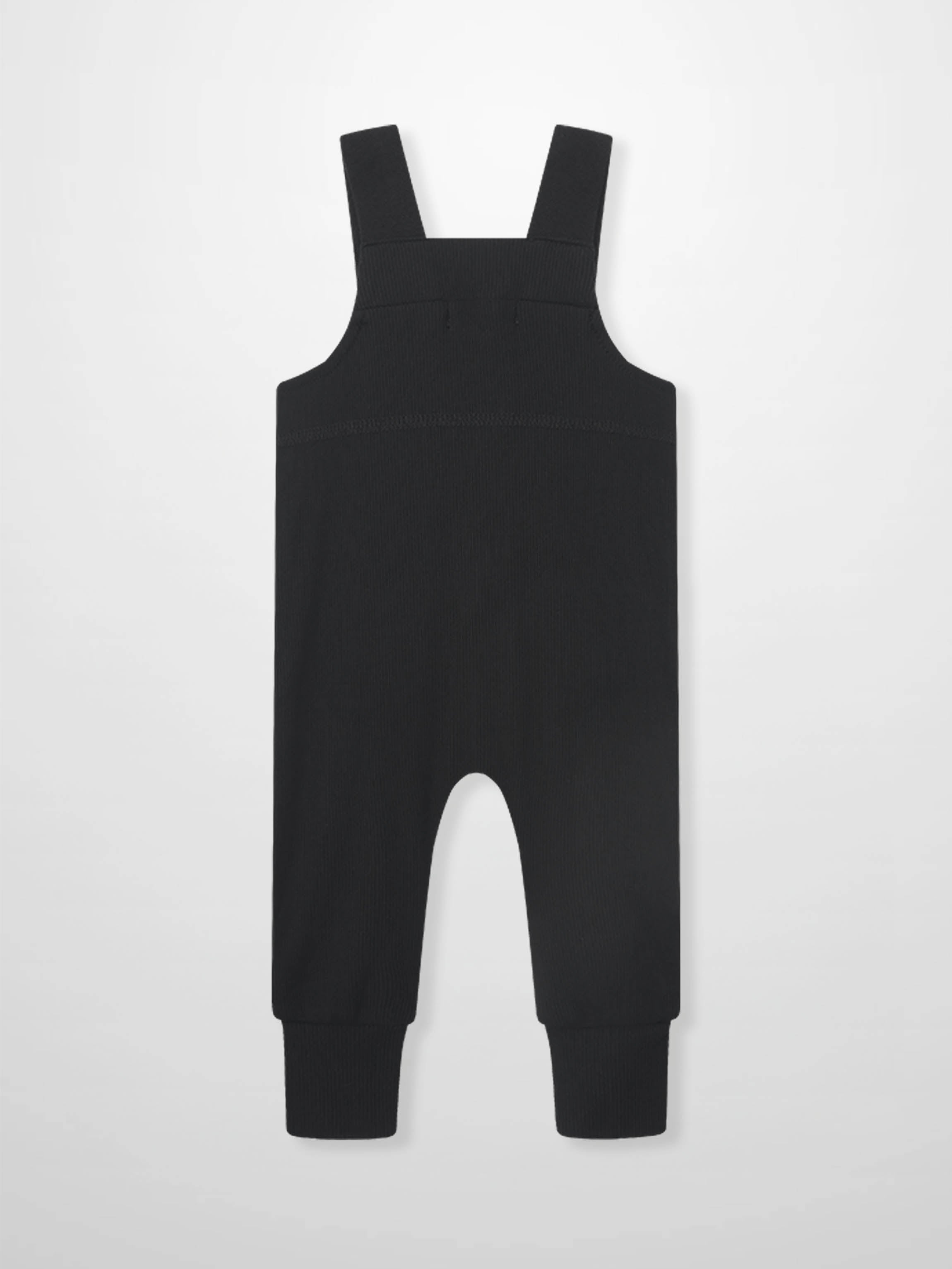 Ribbed black unisex overalls, basic apparel for everyday wear