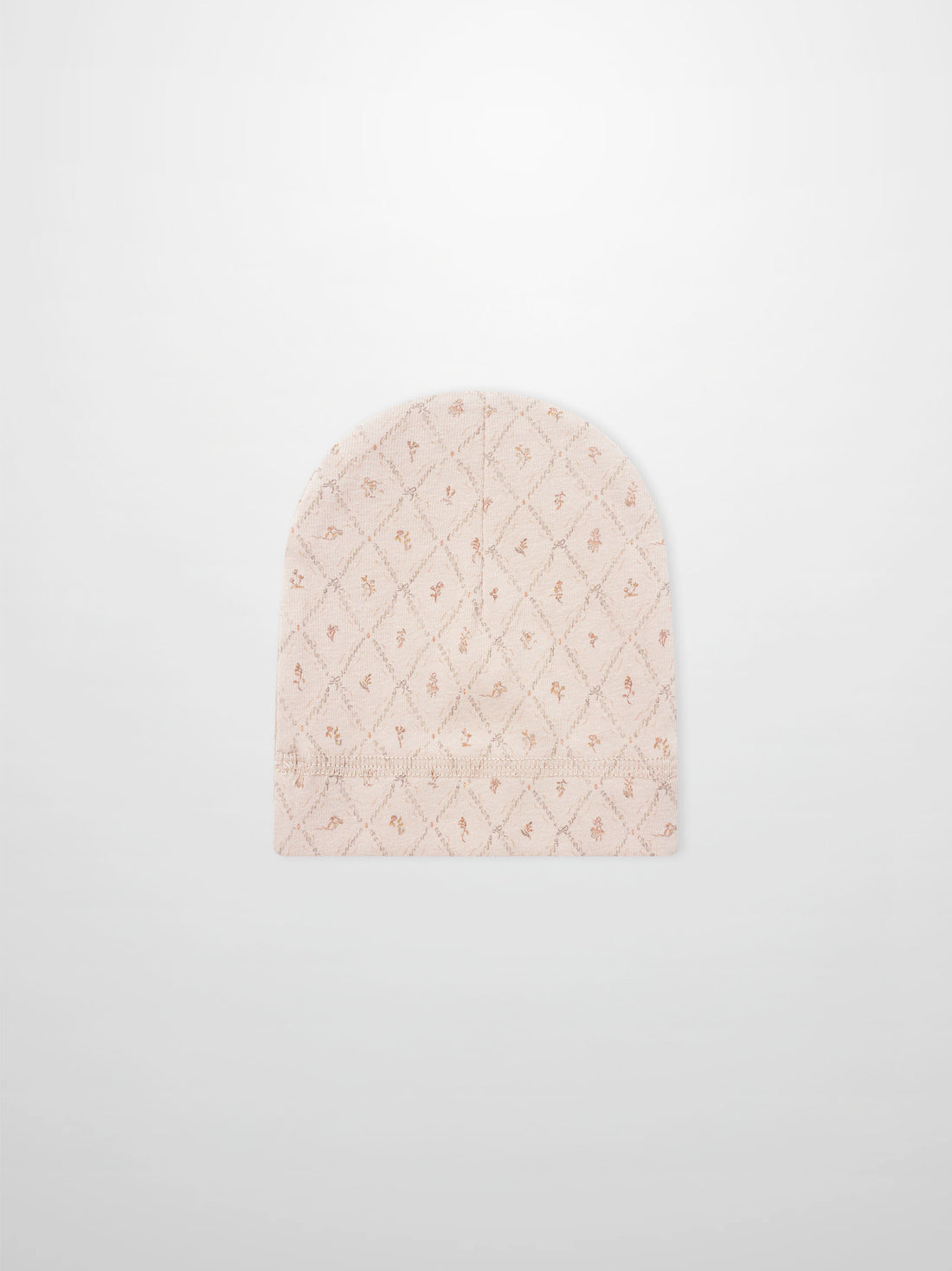 Dainty Diamond Hat by Adee for girls; pale pink knit with a diamond lattice pattern.