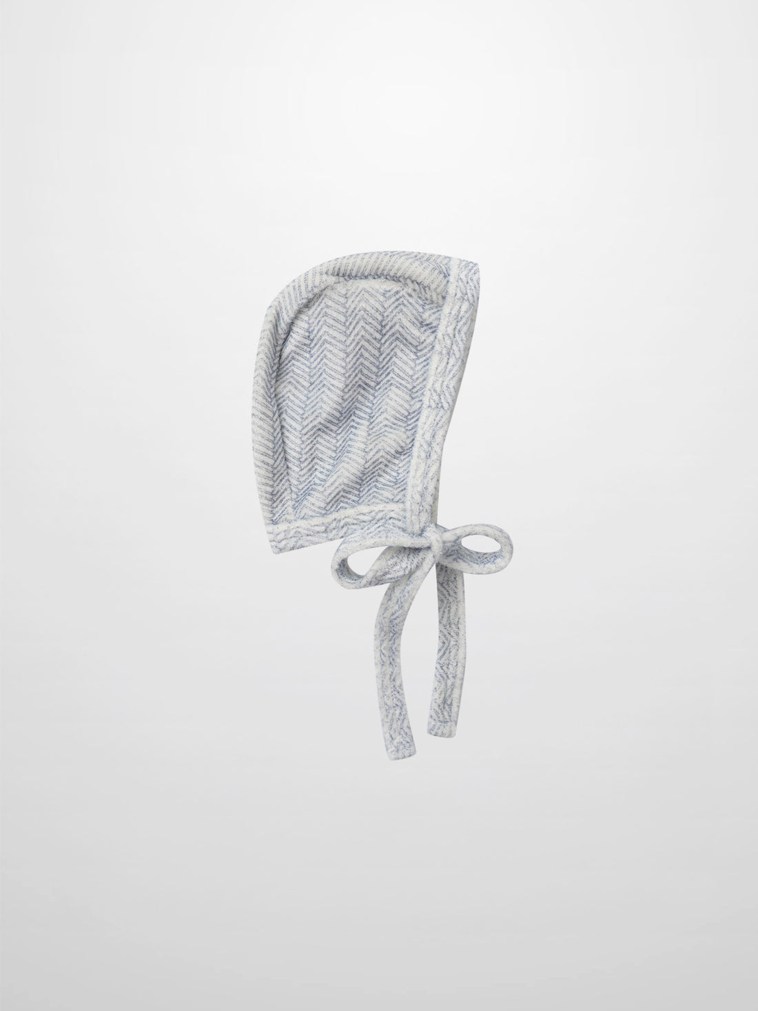 Heritage Herringbone Bonnet for boys in blue by Adee, with tie strings.