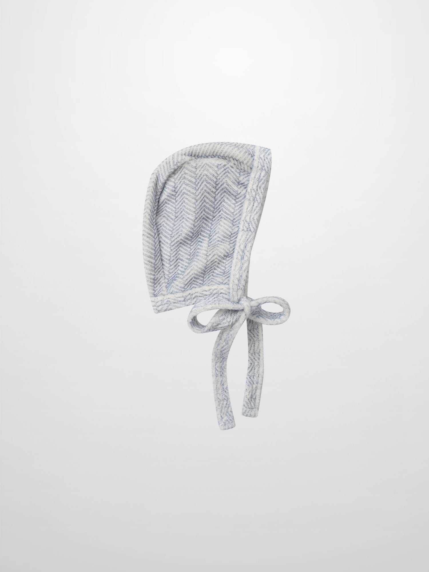 Heritage Herringbone Bonnet for boys in blue by Adee, with tie strings.