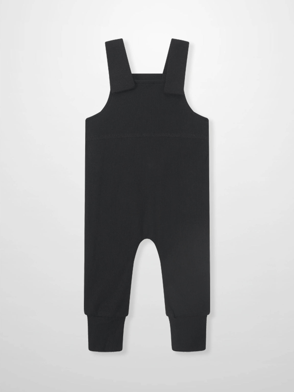 Adee Ribbed Overalls Black, unisex basics jumpsuit with wide straps