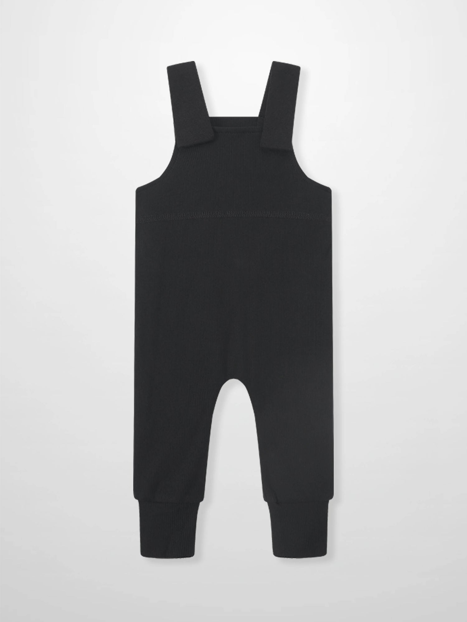 Adee Ribbed Overalls Black, unisex basics jumpsuit with wide straps