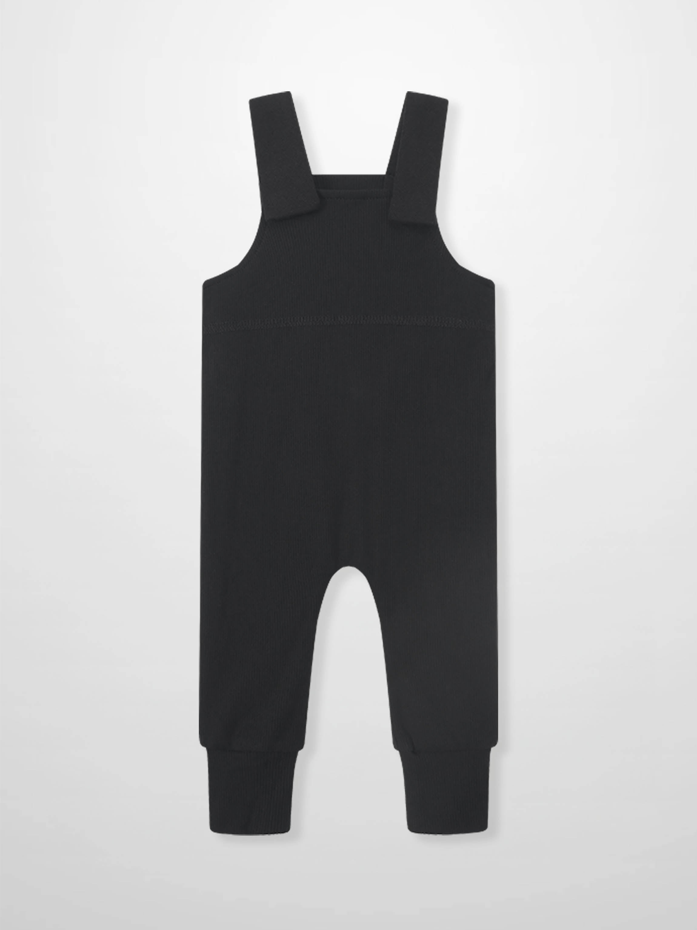 Adee Ribbed Overalls Black, unisex basics jumpsuit with wide straps