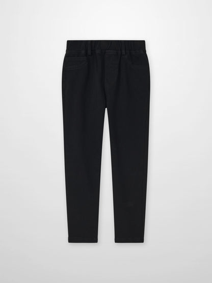 Adee Stretch Pants for boys in black with front pockets and an elastic waistband.