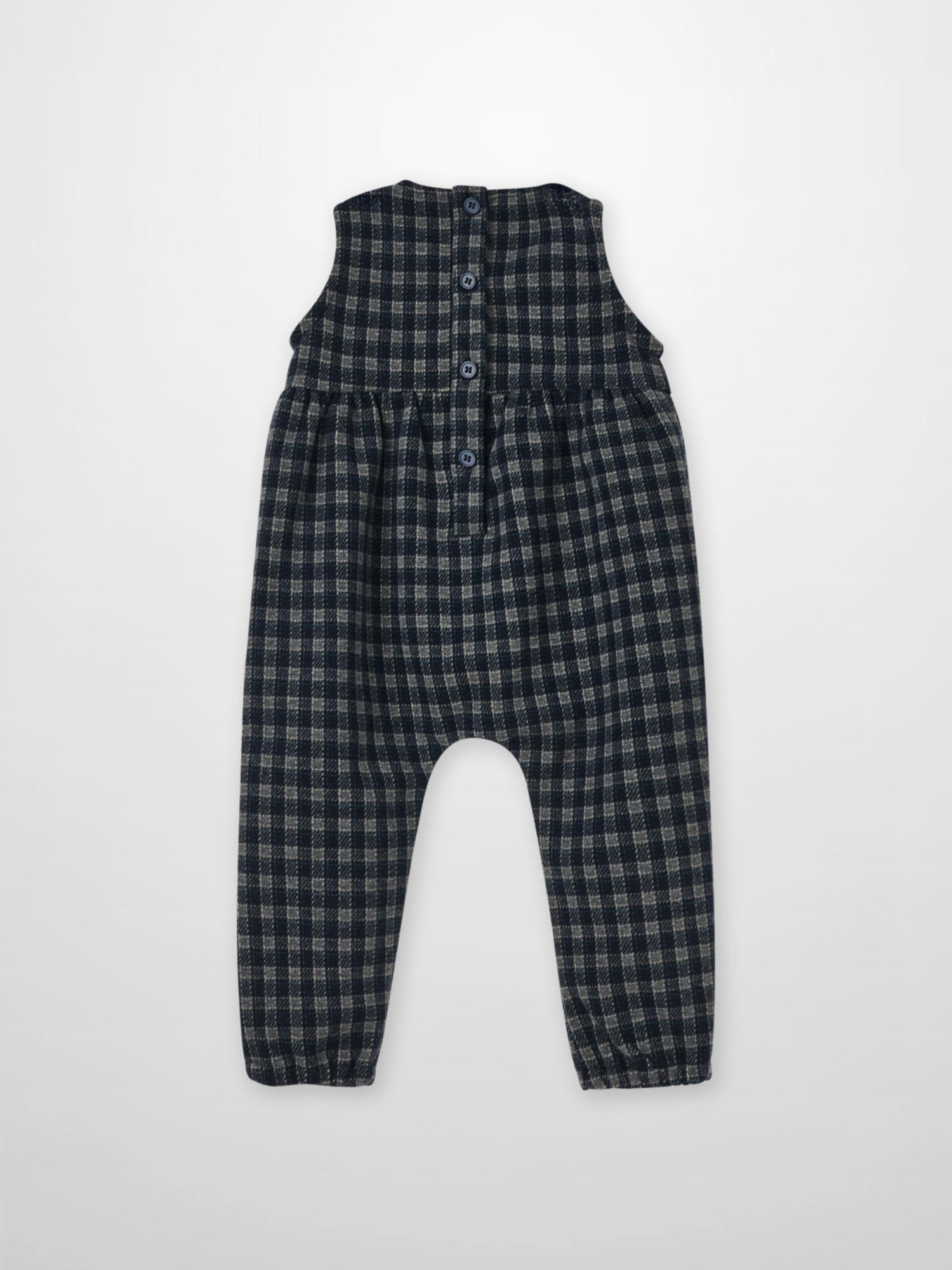 Plaid Overalls with Ruffles - Navy, by Adee; dressy girls&