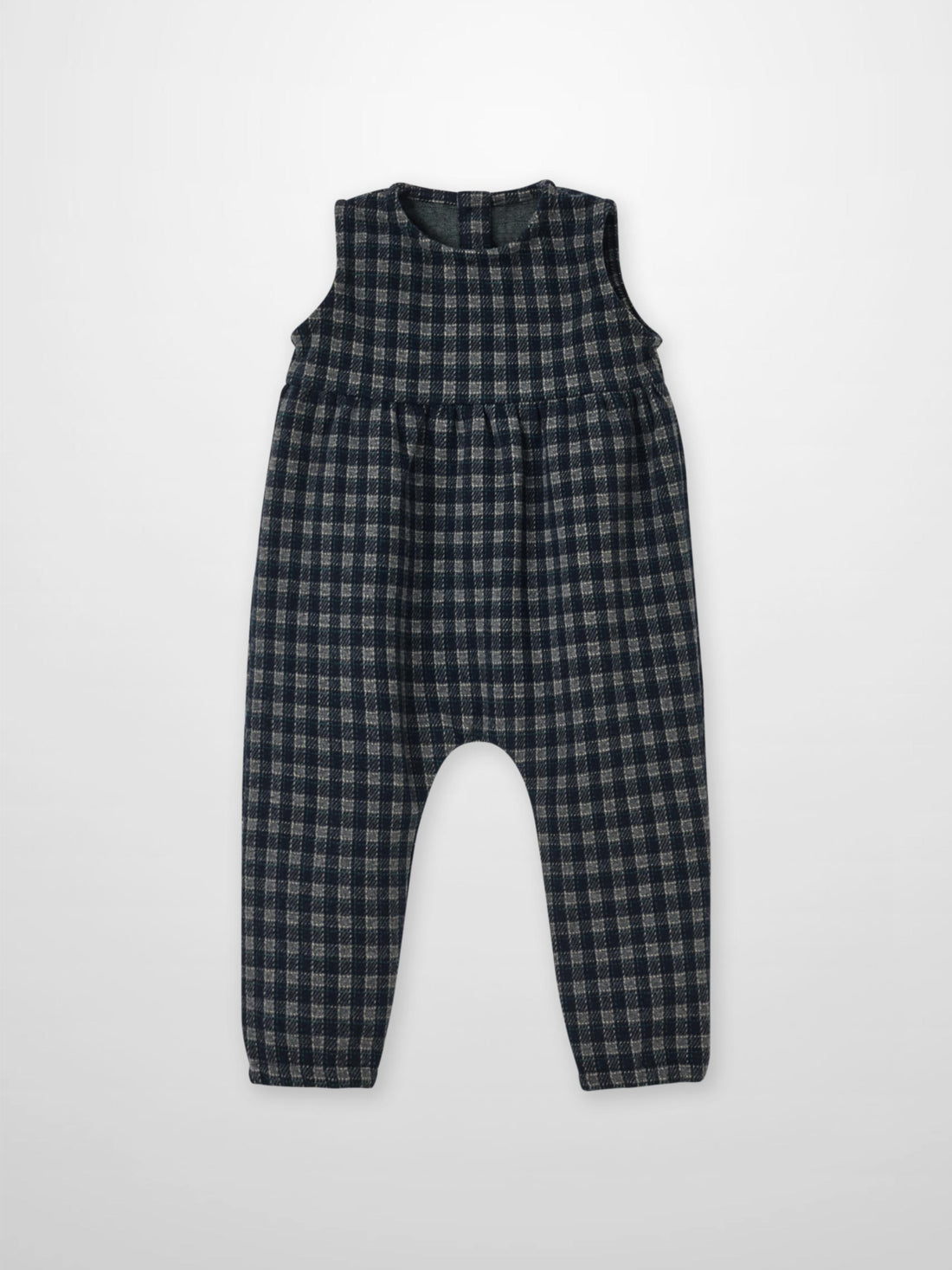 Plaid navy girls overalls, dressy sleeveless one-piece