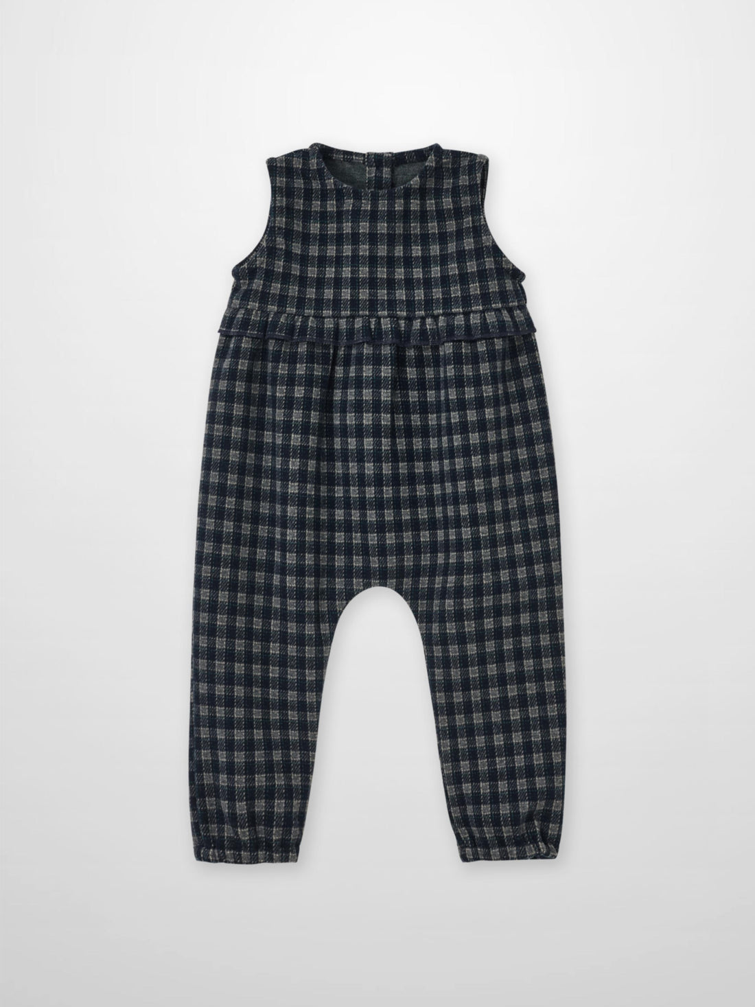 Plaid Navy Boys Dressy Overalls by Adee, sleeveless bib design in dark checkered fabric