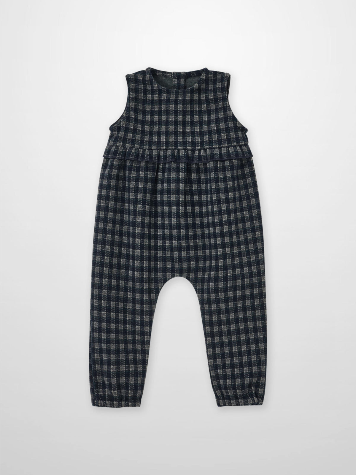 Plaid Overalls with Ruffles - Navy, dressy girls&
