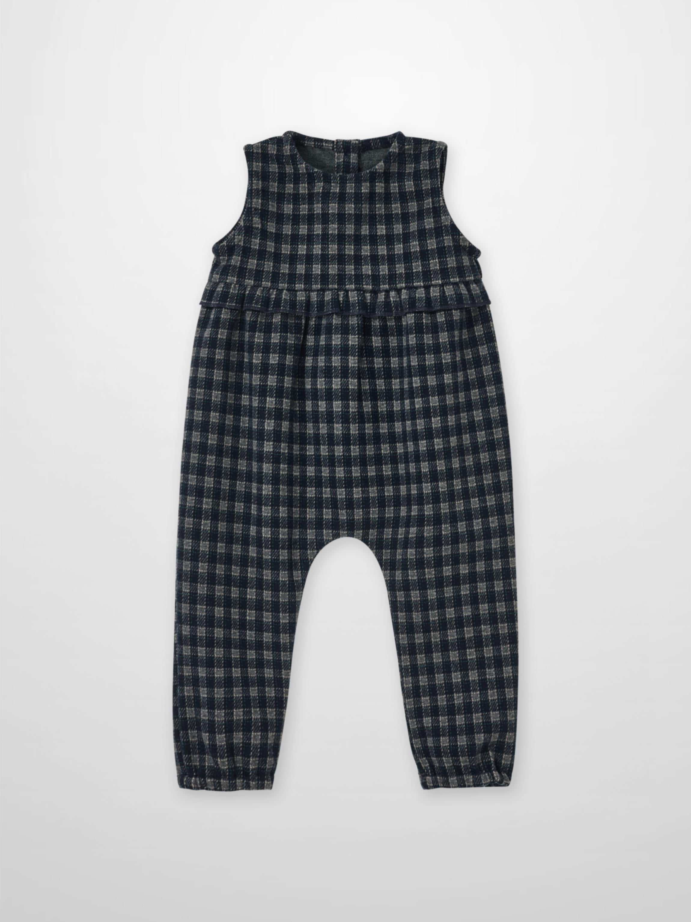 Plaid Overalls with Ruffles - Navy, dressy girls&