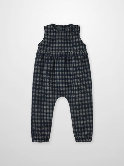 Plaid Overalls with Ruffles - Navy, dressy girls&